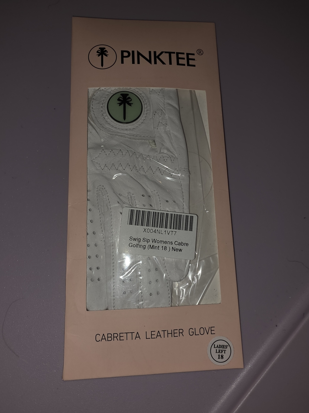 White Cabretta Leather Golf Glove with Mint Logo Accent